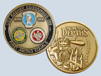 USS Rasher SS 269 / SSR 269 / AGSS 269 Challenge Coin