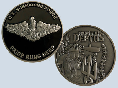 Whimsical Art Dolphins Challenge Coin