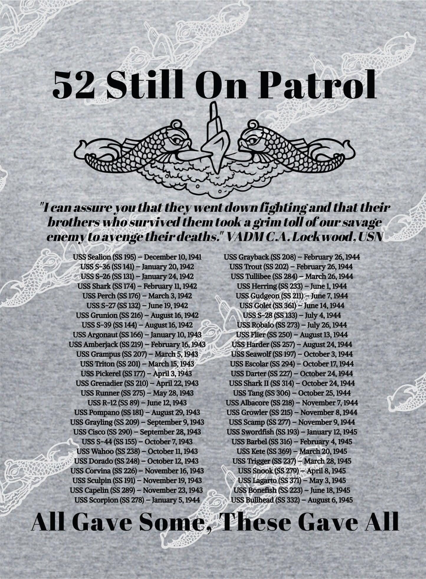 52 Still On Patrol  T-SHIRT / Crew Sweatshirt / Hoodie