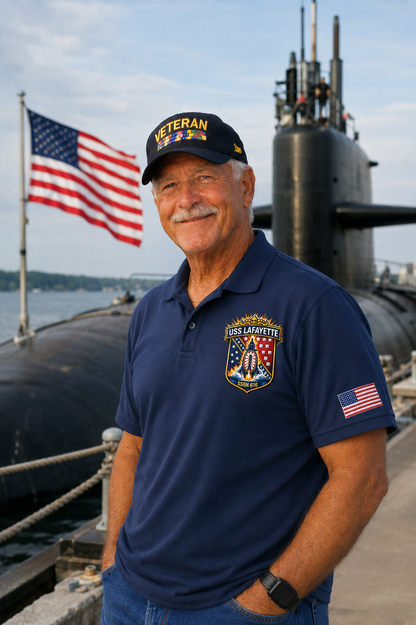 USS LAFAYETTE SSBN 616 "Boat Design" Clothing  - Polo Cotton Pique