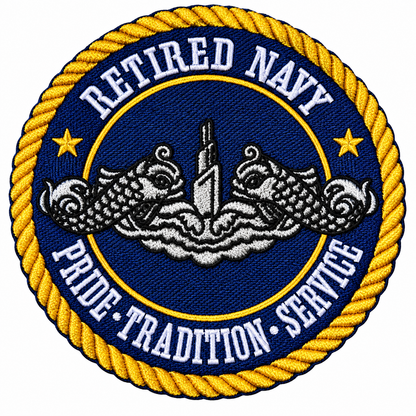 RETIRED NAVY SUBMARINE silver DOLPHINS PATCH