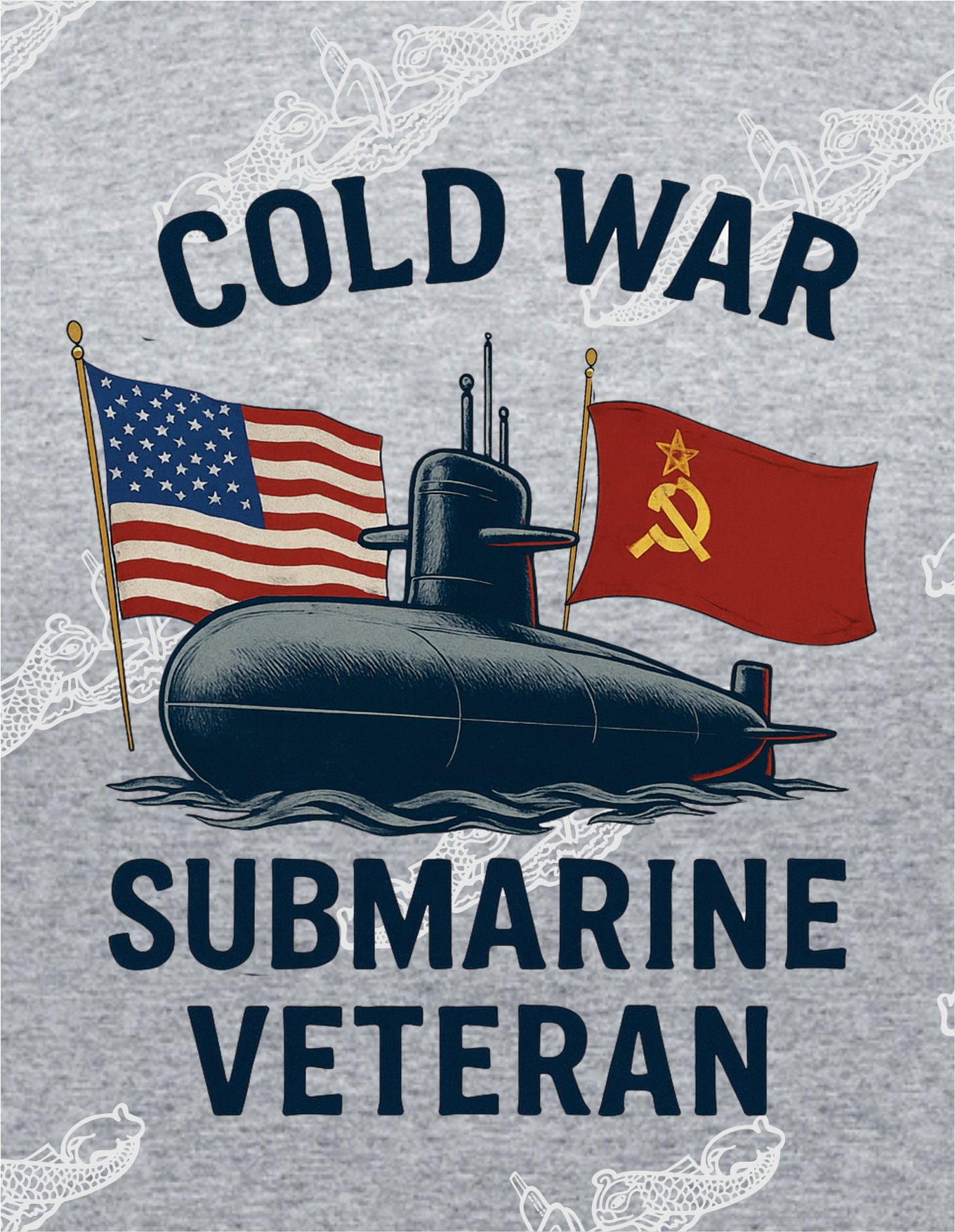 COLD WAR Submarine Veteran with 2 flags & Sub: Clothing