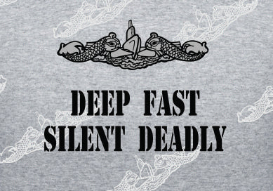 Deep Fast Silent Deadly TEXT & Dolphins : Clothing