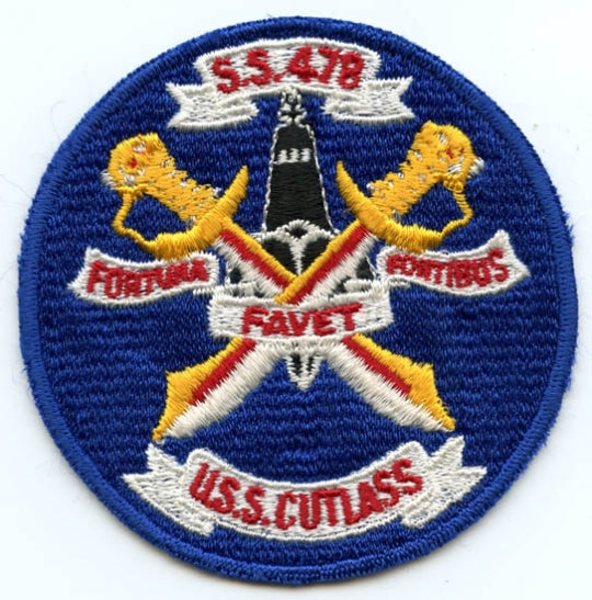 USS CUTLASS SS 478 PATCH - BLUE