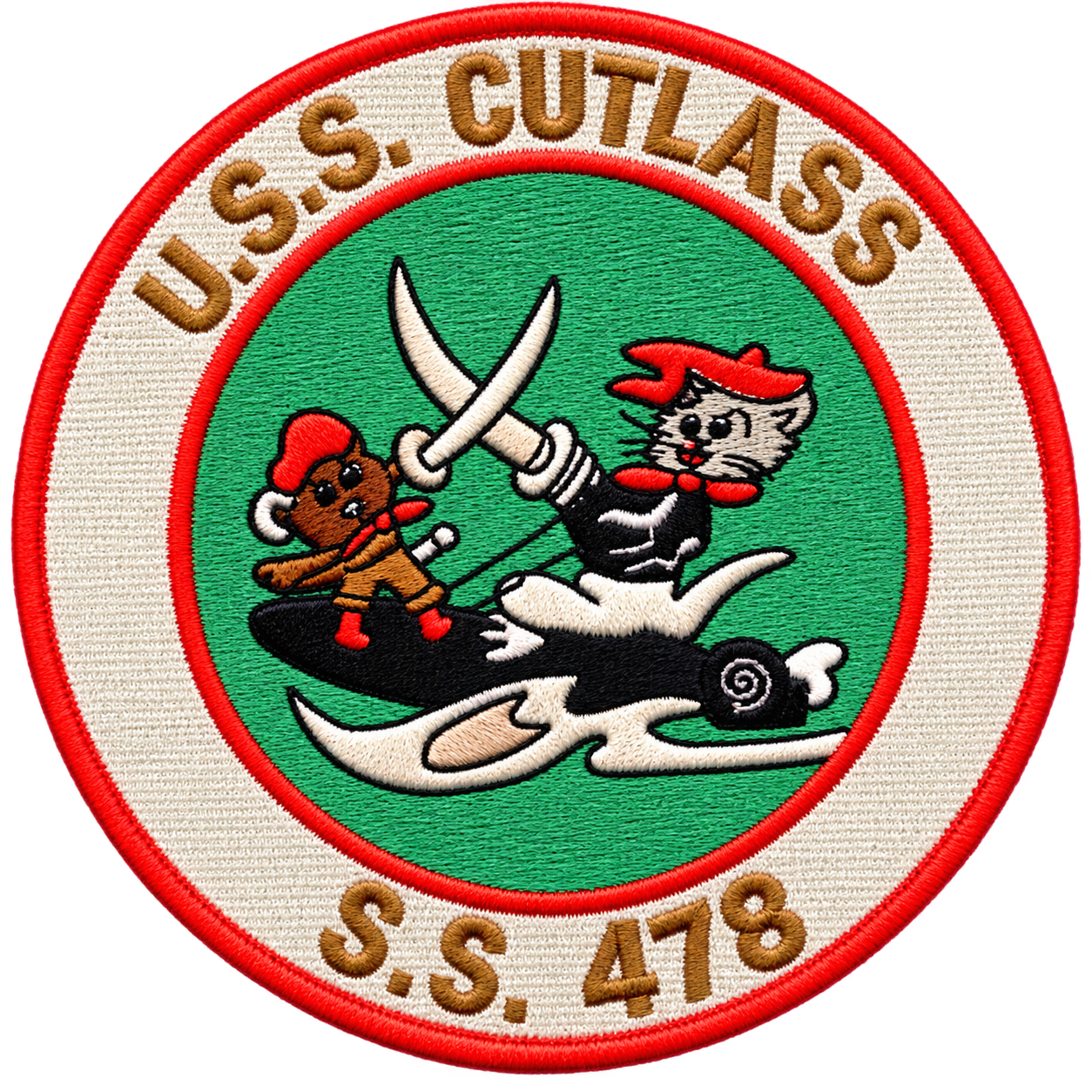 USS CUTLASS SS 478 PATCH - Tom & Jerry