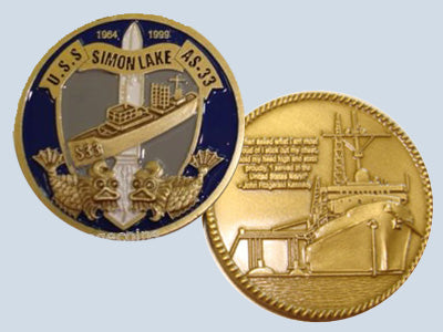 USS Simon Lake AS 33 Challenge Coin