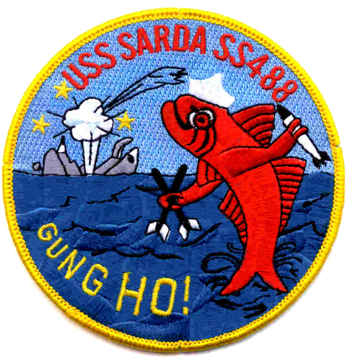 USS SARDA SS 388 PATCH RED FISH