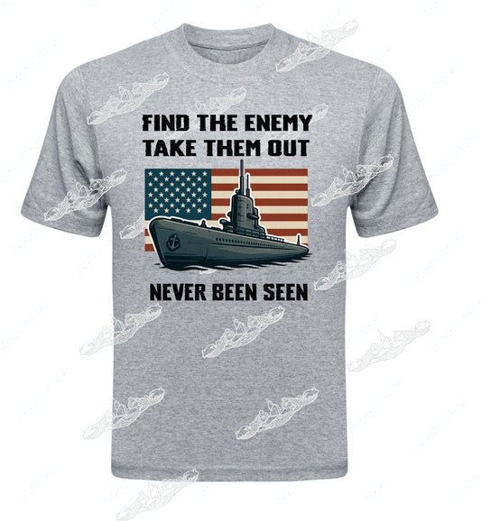Find The Enemy/ Take Them Out / Never Been Seen  Flag & Submarine - Clothing