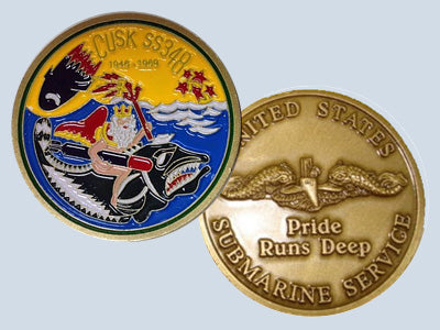 USS Cusk SS 348 Challenge Coin — Design 38