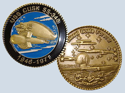USS Cusk SS 348 Challenge Coin — Design 41