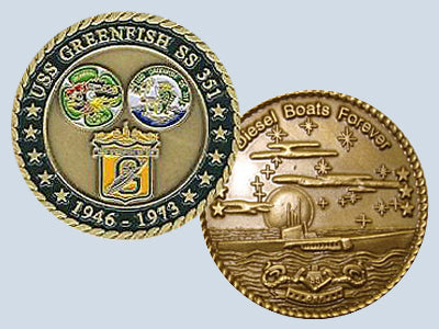 USS Greenfish SS 351 Challenge Coin