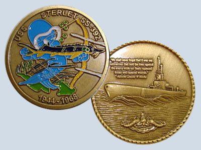 USS Sterlet SS 392 Challenge Coin
