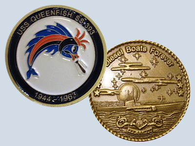 USS Queenfish SS 393 Challenge Coin — Design 38