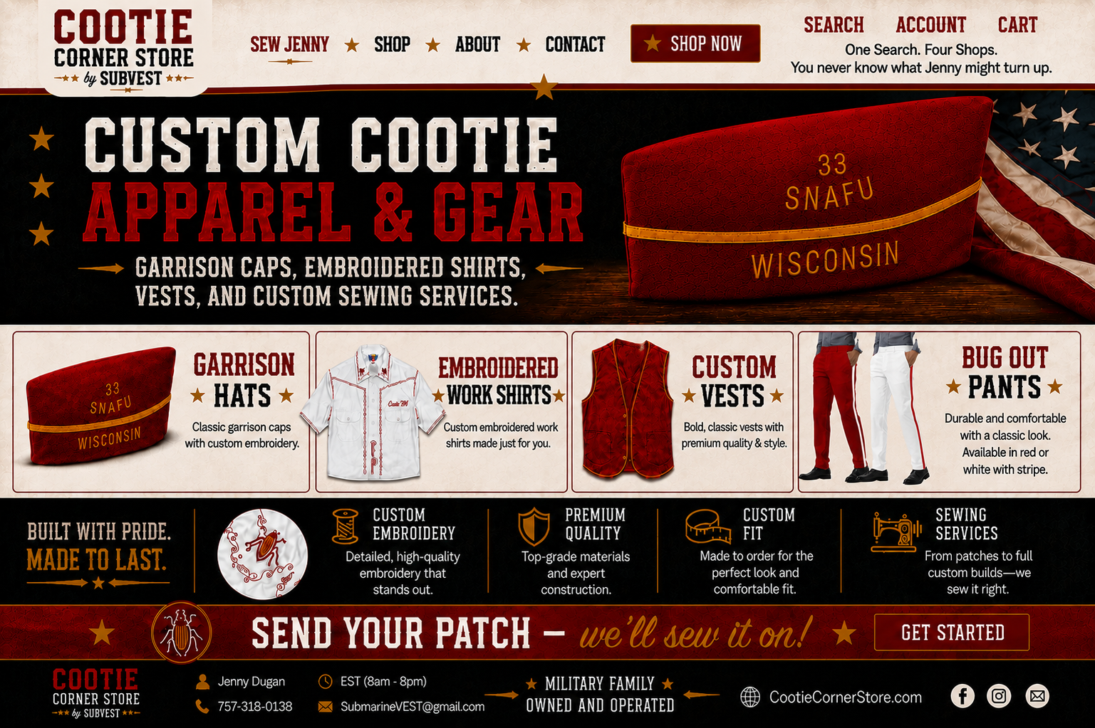 Cootie Corner Store by SUBVEST — custom hats, shirts, vests, Bug Out Pants, and gear